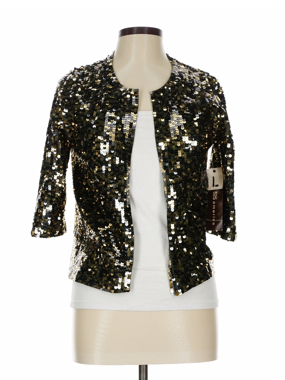 525 America Sequin open style cardigan with Green and Gold